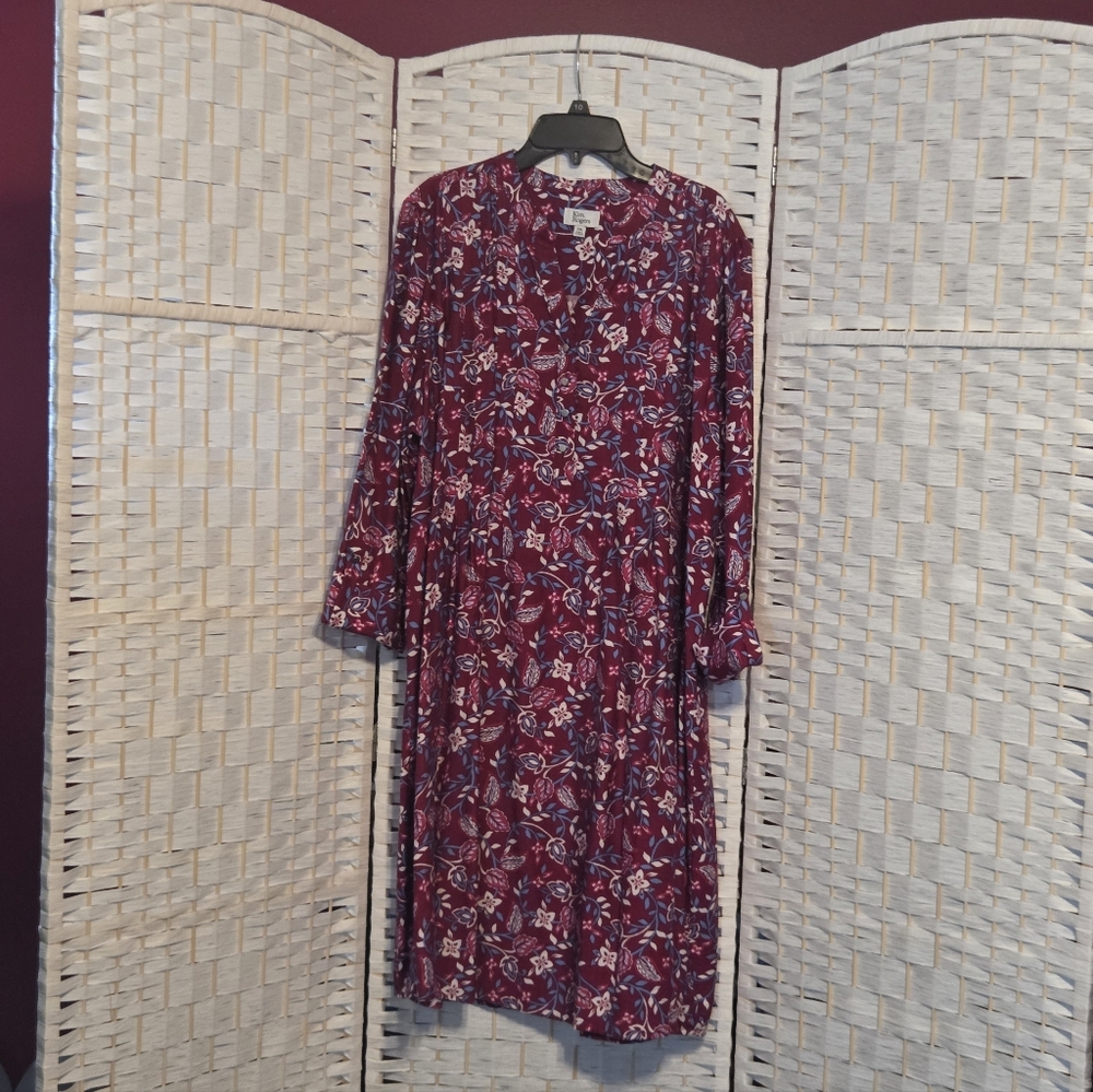 Dark Pink And Blue Floral Print Dress Kim Rogers XXL